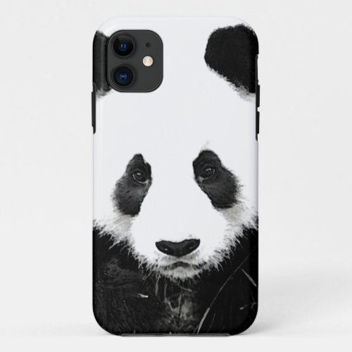 Panda Pop Art Black  White iPhone 11 Case