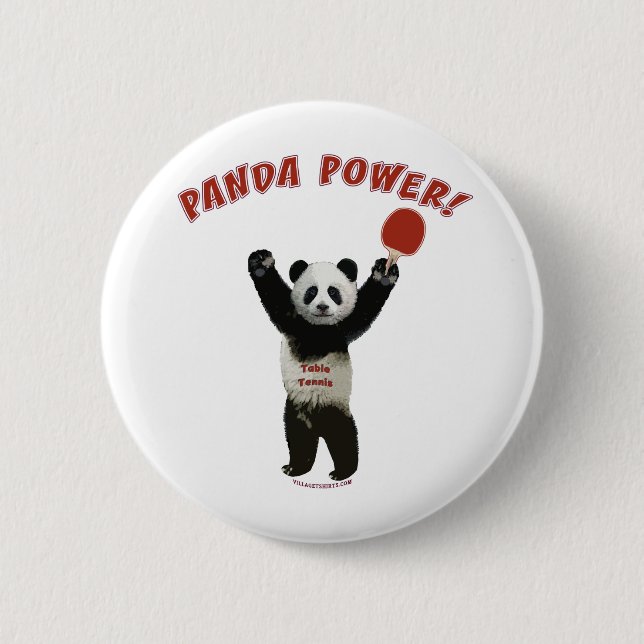 Panda Power Ping Pong Pinback Button (Front)