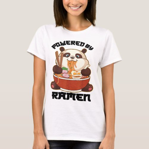 PANDA POWERED BY RAMEN  Fat Panda Eating Ramen T_Shirt