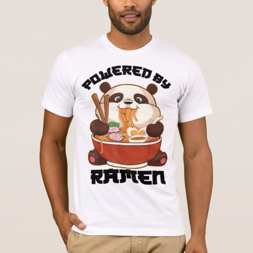 PANDA POWERED BY RAMEN  Fat Panda Eating Ramen T_Shirt