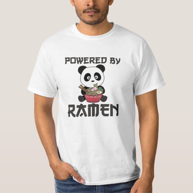 Panda Powered By Ramen Sweet Kawaii Noodles Bears T-Shirt (Front)