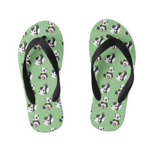 Panda printed green Pair of Flip Flops