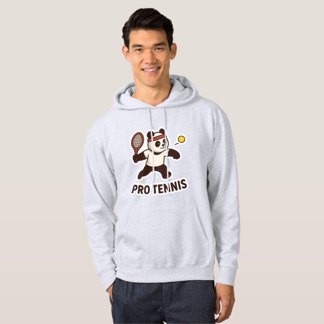  Panda Pro Tennis Sticker – Cute Sports Design Hoodie (Front Full)
