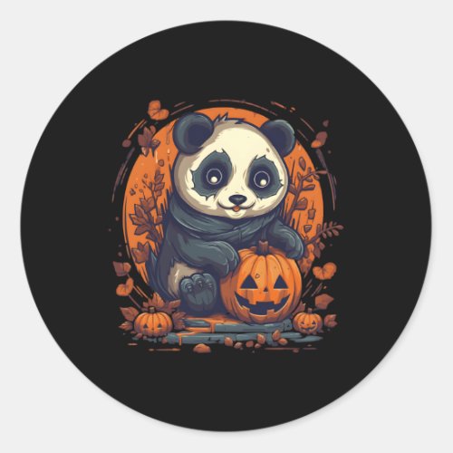 Panda Pumpkin Panda Halloween Classic Round Sticker