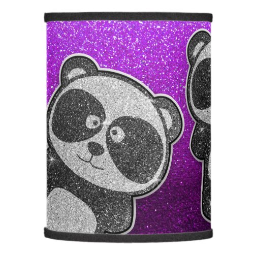 Panda Purple and Black Ombre Glitter Sparkles Lamp Shade