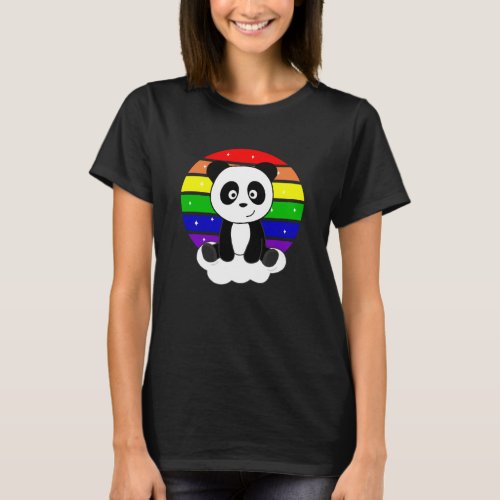 Panda Rainbow Glitter Kawaii Pandas Colorful T_Shirt