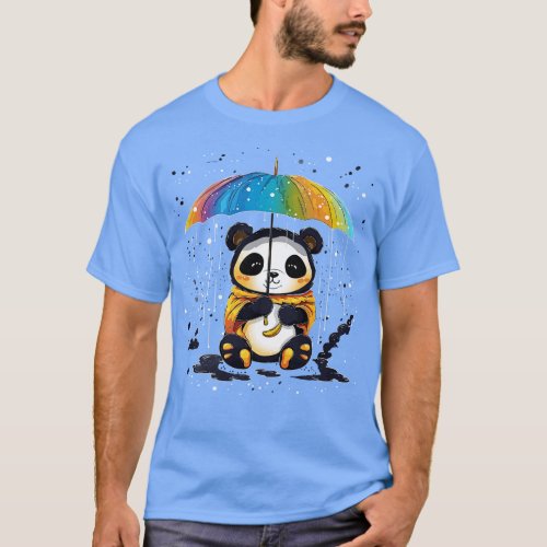 Panda Rainy Day With Umbrella T_Shirt