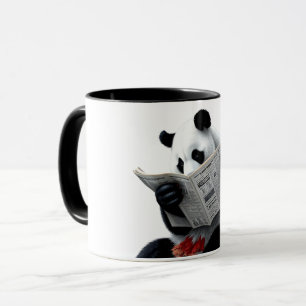 Panda reading newspaper mug