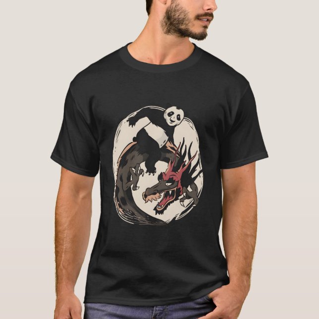 Panda Riding Chinese Dragon T-Shirt (Front)