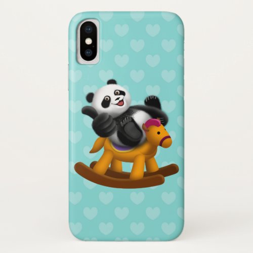 Panda riding on the rocking horse iPhone x case