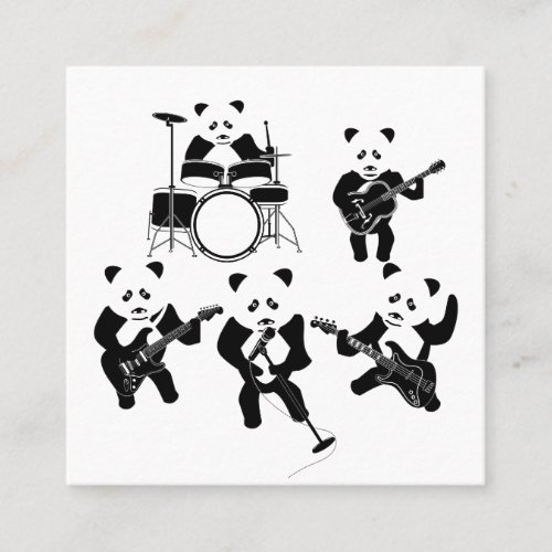 Panda Rock Band Square Business Card