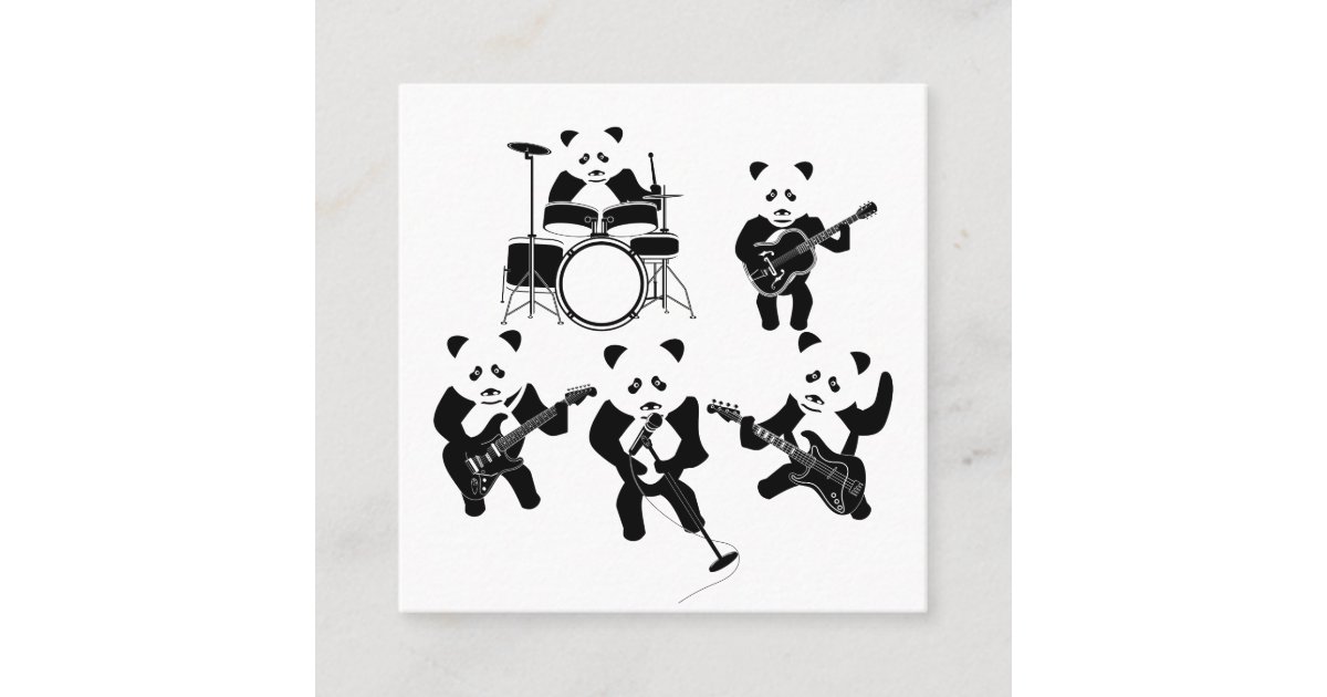 Panda Rock Band Square Business Card | Zazzle