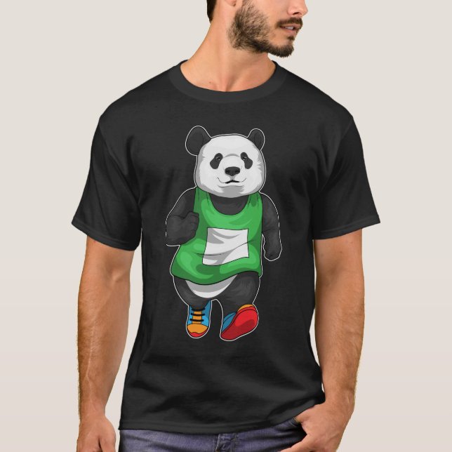 Panda Runner Running Sports T-Shirt (Front)
