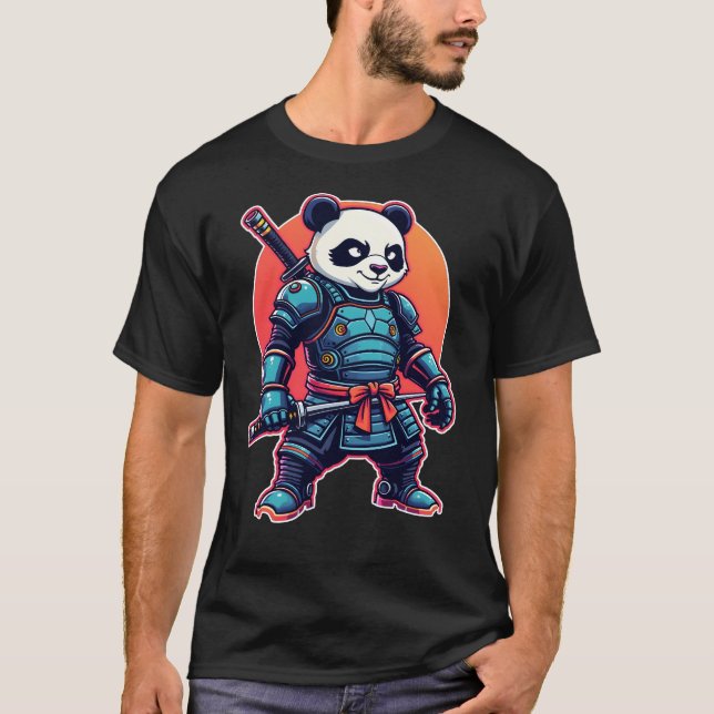 Panda Samurai Robot Style Unique Cyberpunk Animal  T-Shirt (Front)