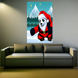 Panda Santa Claus    AI Art Poster
