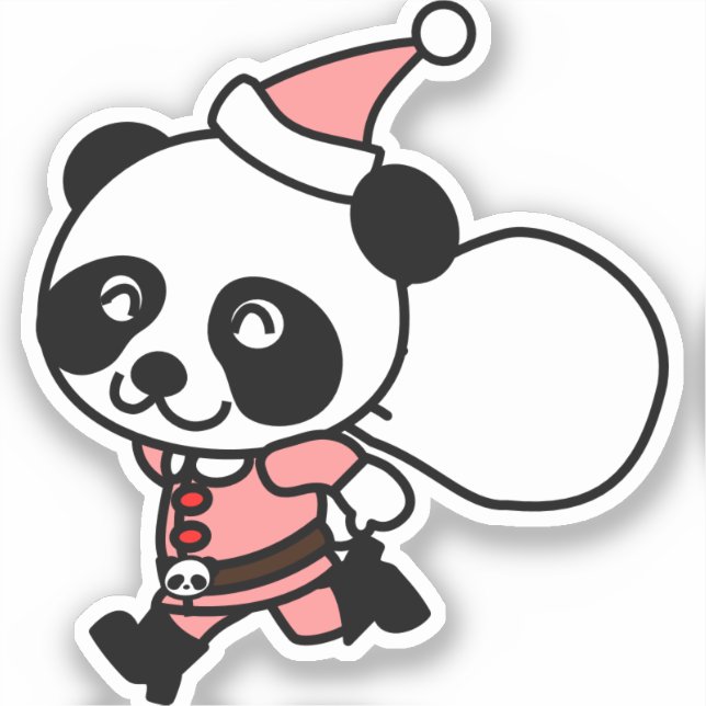 Panda Santa Claus Christmas Sticker (Front)