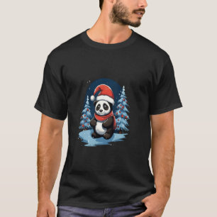 Panda Santa Hat Christmas Tree Winter Snow X Mas L T-Shirt