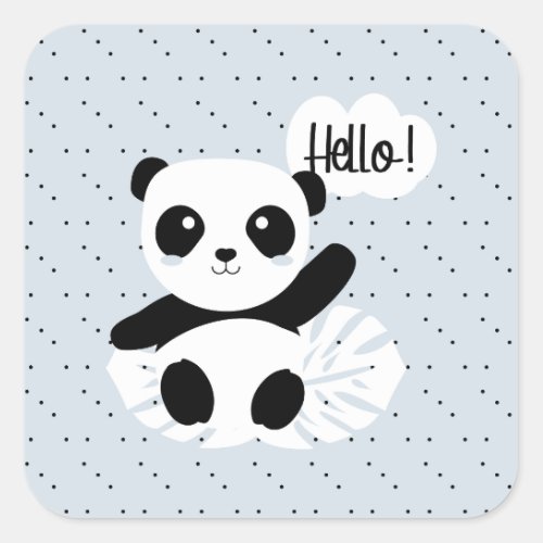Panda says Hello Square Sticker