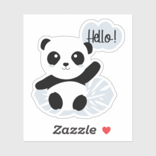Panda says Hello Sticker