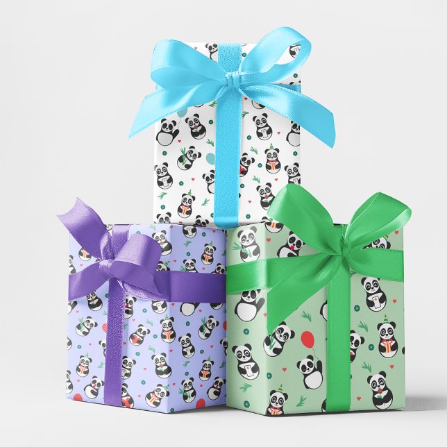 Panda Seamless Pattern Trio Wrapping Paper Sheets (Creator Uploaded)