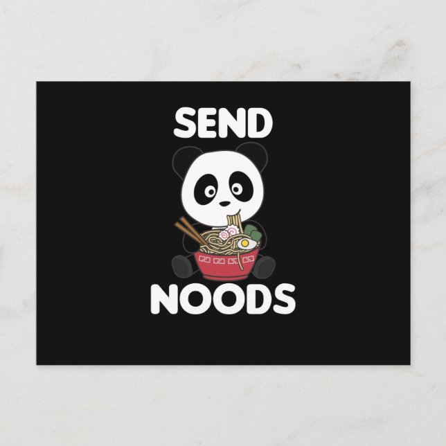 Panda Send Noods Ramen Cute Kawaii Noodle Postcard (Front)