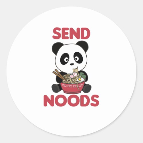 Panda Send Noods Ramen Cute Kawaii Noodles Pandas Classic Round Sticker