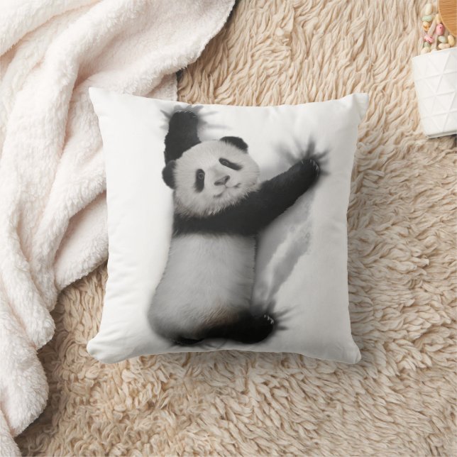 Panda Shirt Humorous Graphic Animal T-Shirt Gifts  Throw Pillow (Blanket)