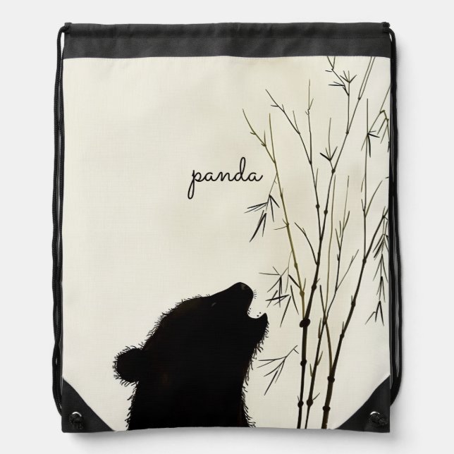 Panda Silhouette Drawstring Bag (Front)