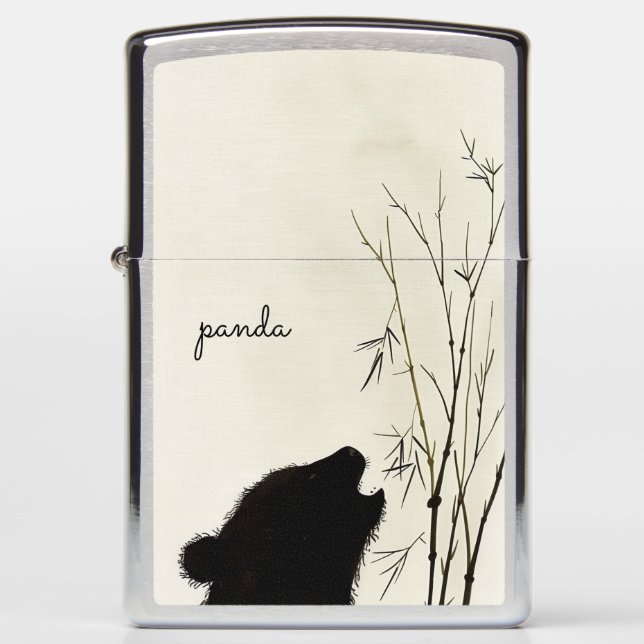 Panda Silhouette Zippo Lighter (Front)