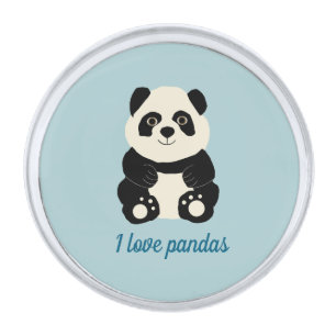 Panda Silver Finish Lapel Pin