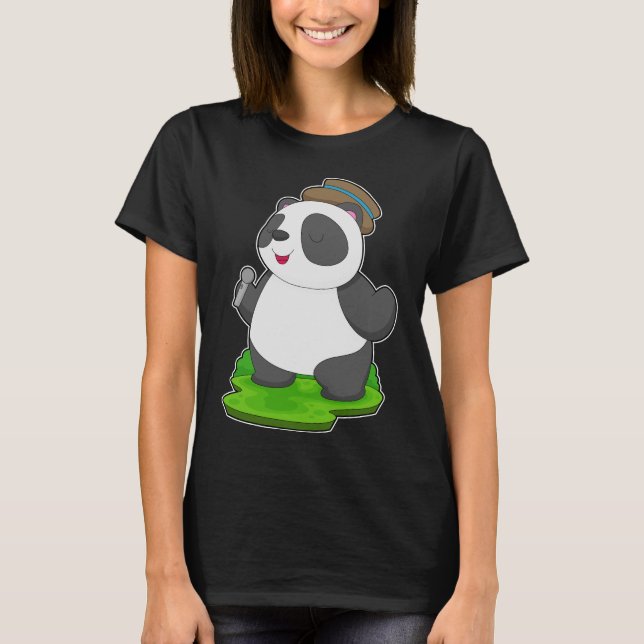 Panda Singer Microphone Music T-Shirt (Front)