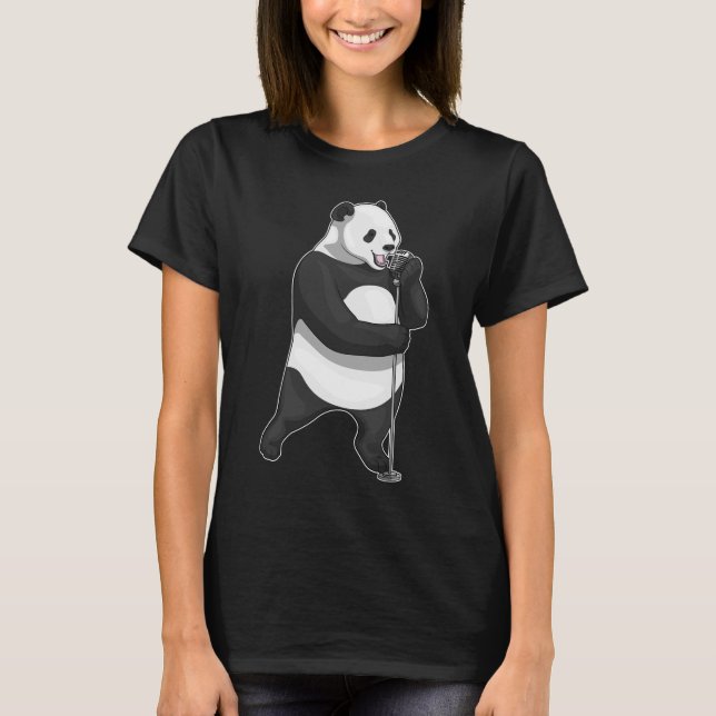Panda Singer Microphone Music T-Shirt (Front)