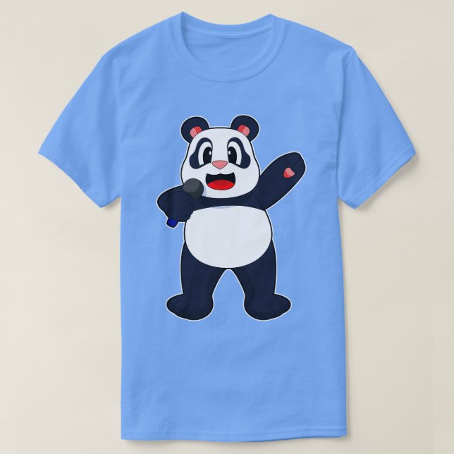 Panda Singer Microphone T-Shirt (Design Front)