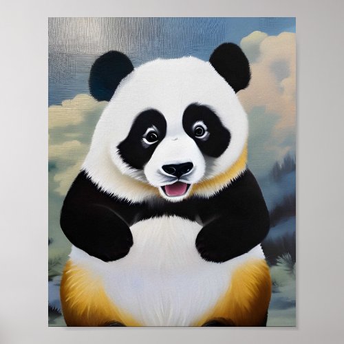 Panda sitting on the ground poster