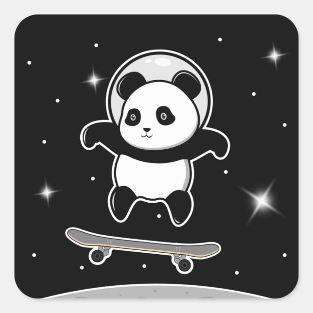 Panda Skate Space  Square Sticker (Front)