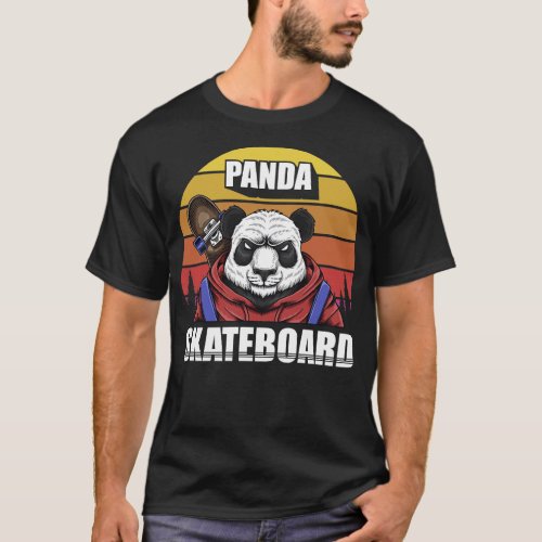 Panda Skateboard Vintage T_Shirt