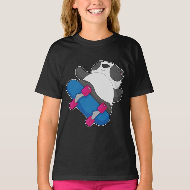 Panda Skater Skateboard Sports T-Shirt (Front)