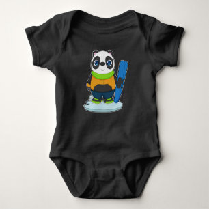 Panda Skier Ski Winter sports Baby Bodysuit