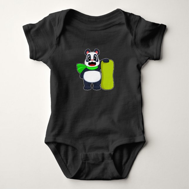 Panda Snowboard Winter sports Baby Bodysuit (Front)