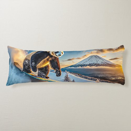 Panda Snowboarding Design by Rich AMeN Gill Body Pillow