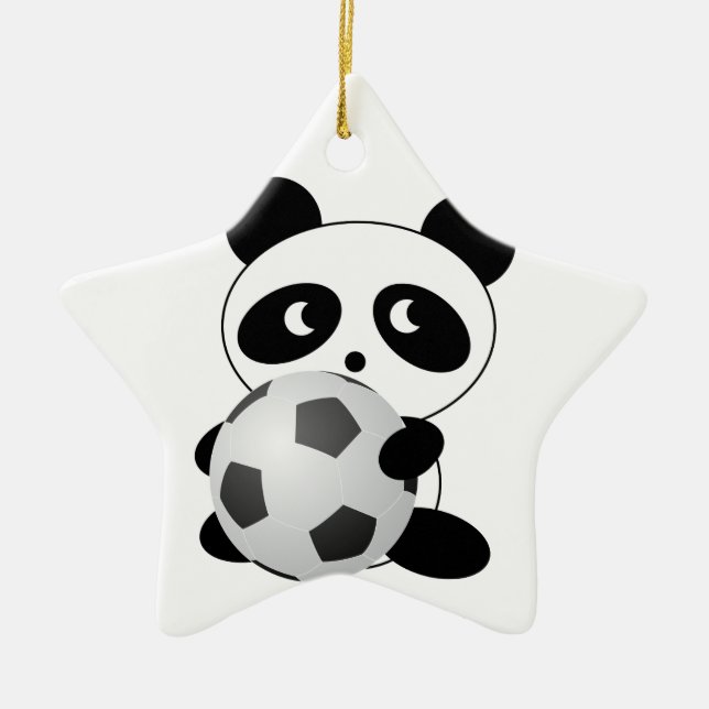 Panda soccer ceramic ornament (Front)
