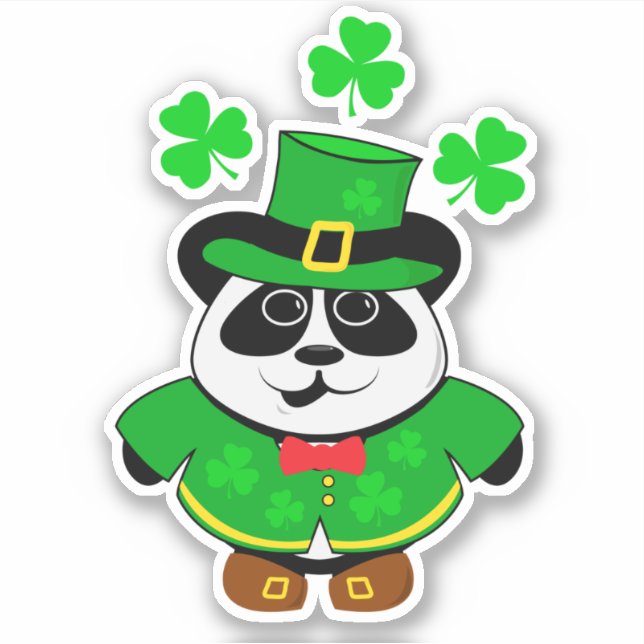 Panda St Patricks Day Cute Animal Sticker (Front)