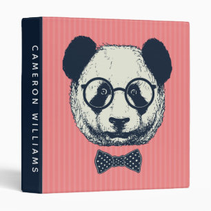 Panda Stripes   Add Your Name 3 Ring Binder