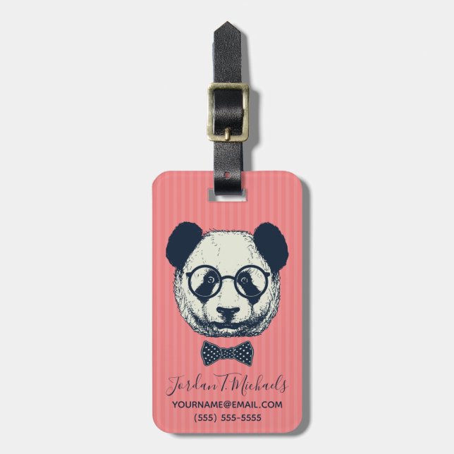 Panda Stripes | Add Your Name Luggage Tag (Front Vertical)