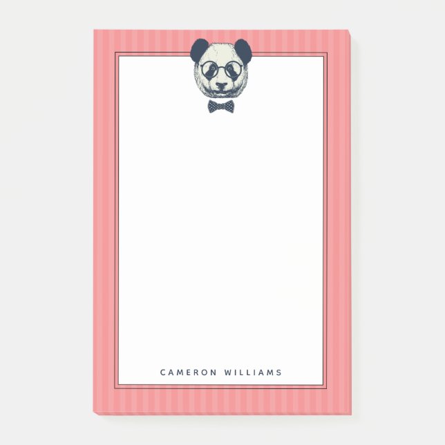 Panda Stripes | Add Your Name Post-it Notes (Front)