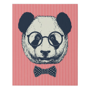 Panda Stripes Faux Canvas Print