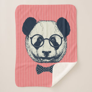 Panda Stripes Sherpa Blanket