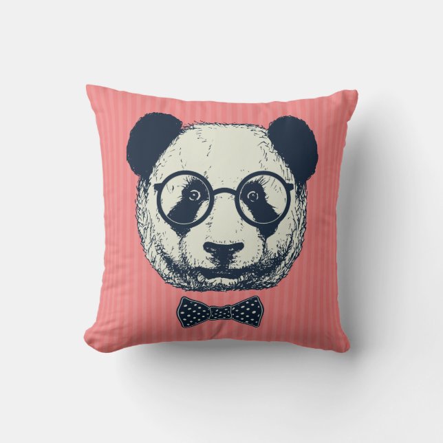 Panda Stripes Throw Pillow (Front)