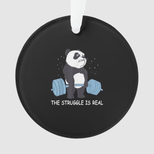 Panda Struggle Is Real Bear Deadlift Funny Gym  Ornament