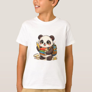 Panda Student Books - Cute Back To School T-Shirt